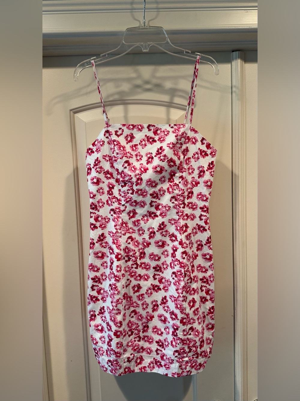 White & Pink Floral Spaghetti Strap Mini Dress NWOT Size Small